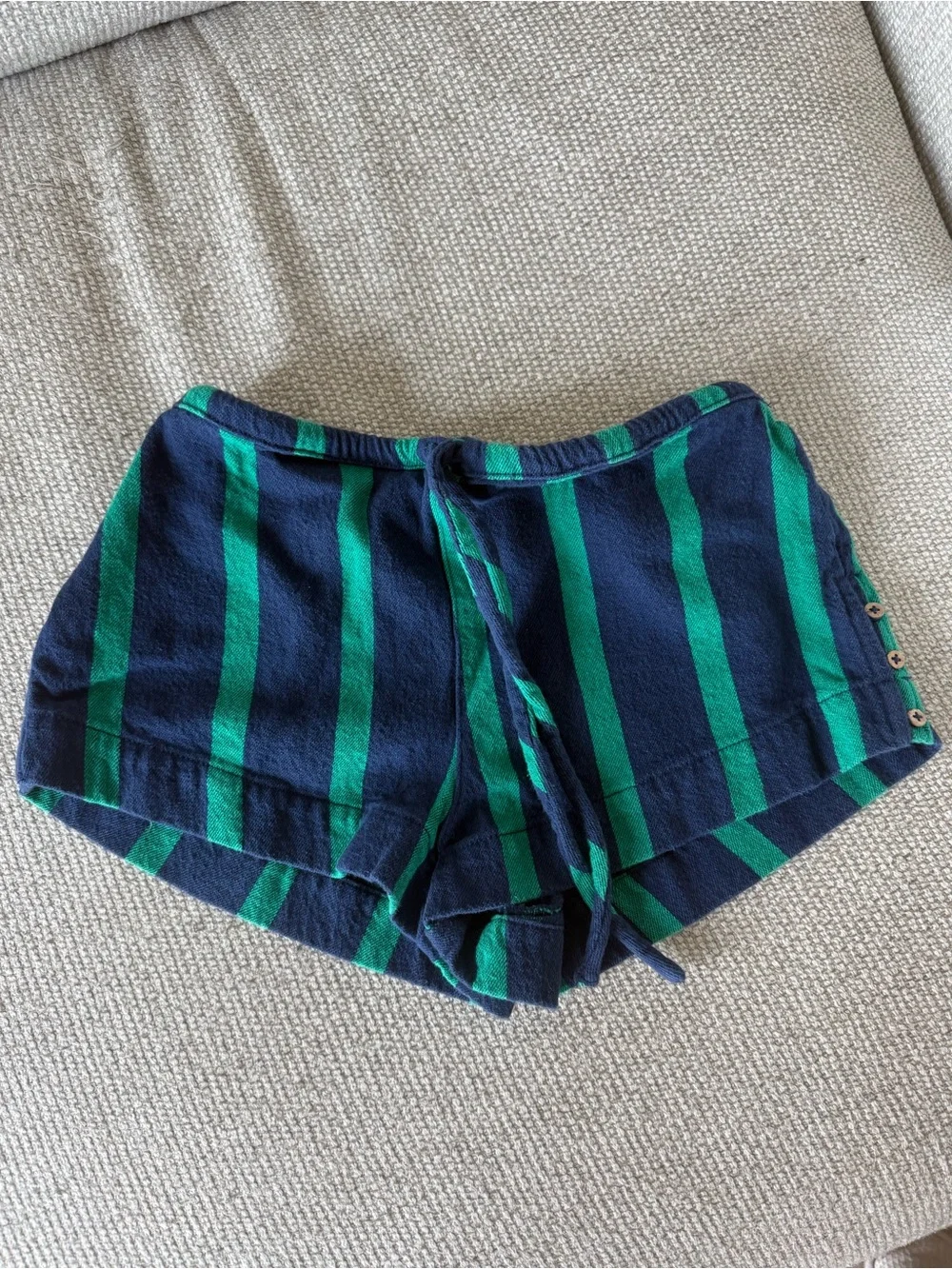Free People Navy and Green Striped Athletic Shorts